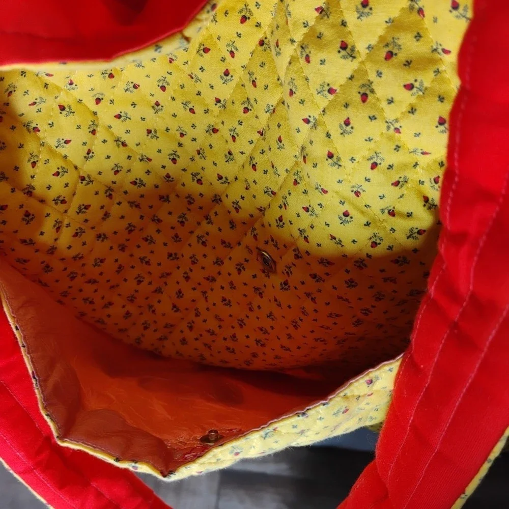 Quilted Horse Butterflies Purse‎ Shoulder Bag W/Pocket Yellow Floral